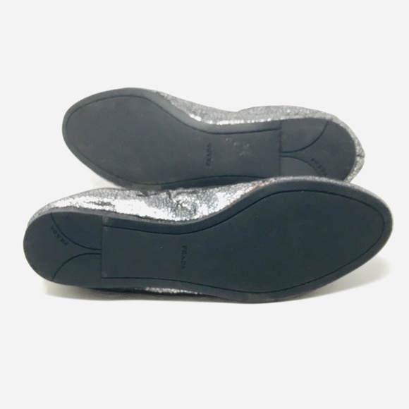 Prada ballet flats 37.5 silver leather - Picture 7 of 8